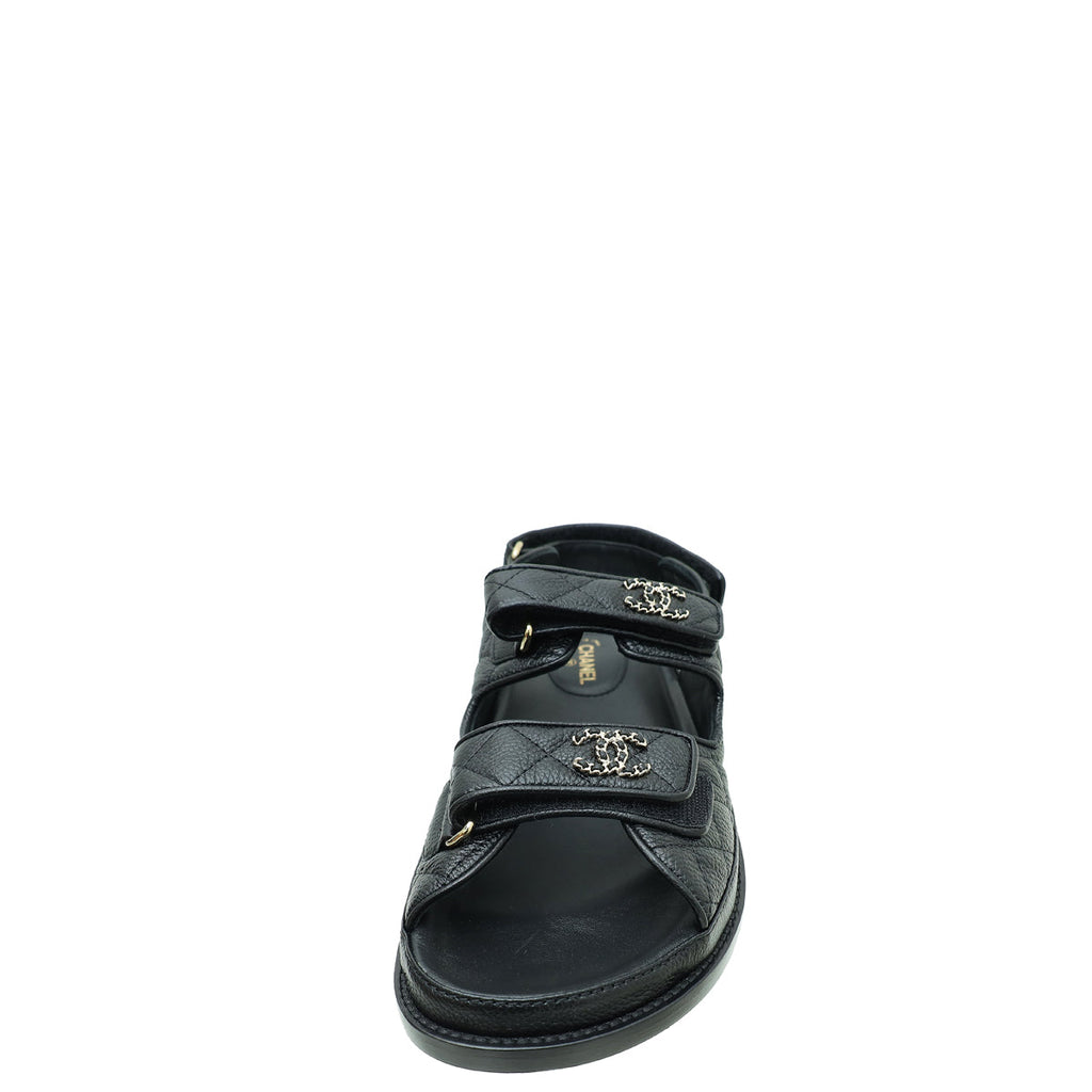 Chanel Black CC Dad Sandal 39