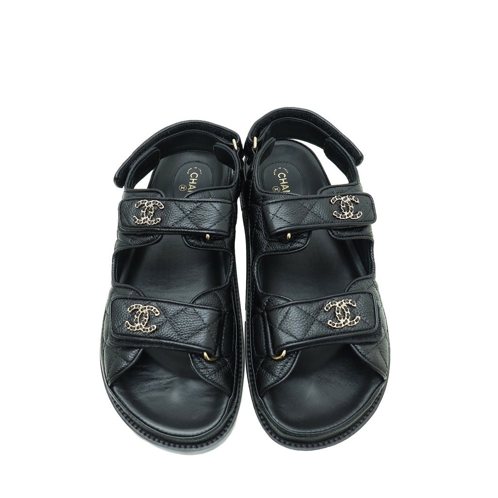 Chanel Black CC Dad Sandal 39