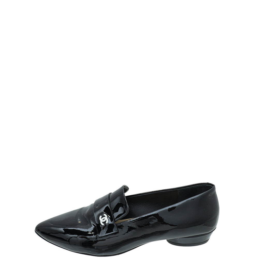 Chanel Black CC Pointed Loafer 39
