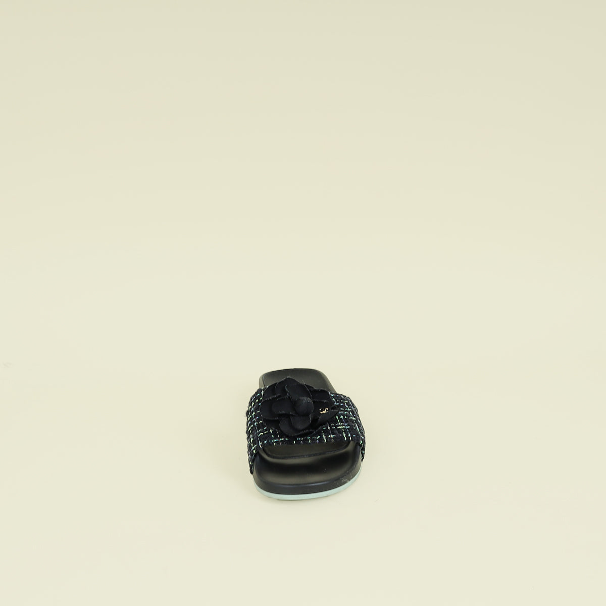 Chanel Black Camellia Mules