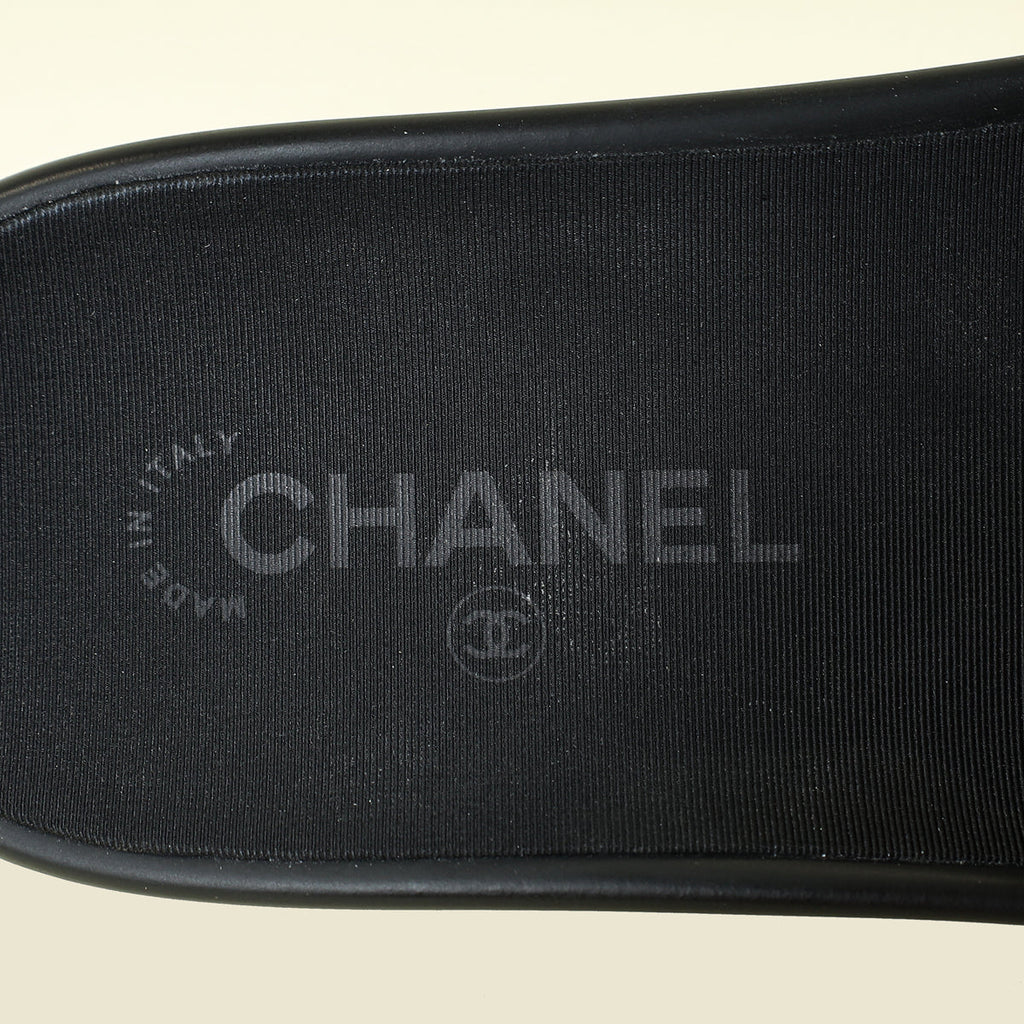 Chanel Black Camellia Mules