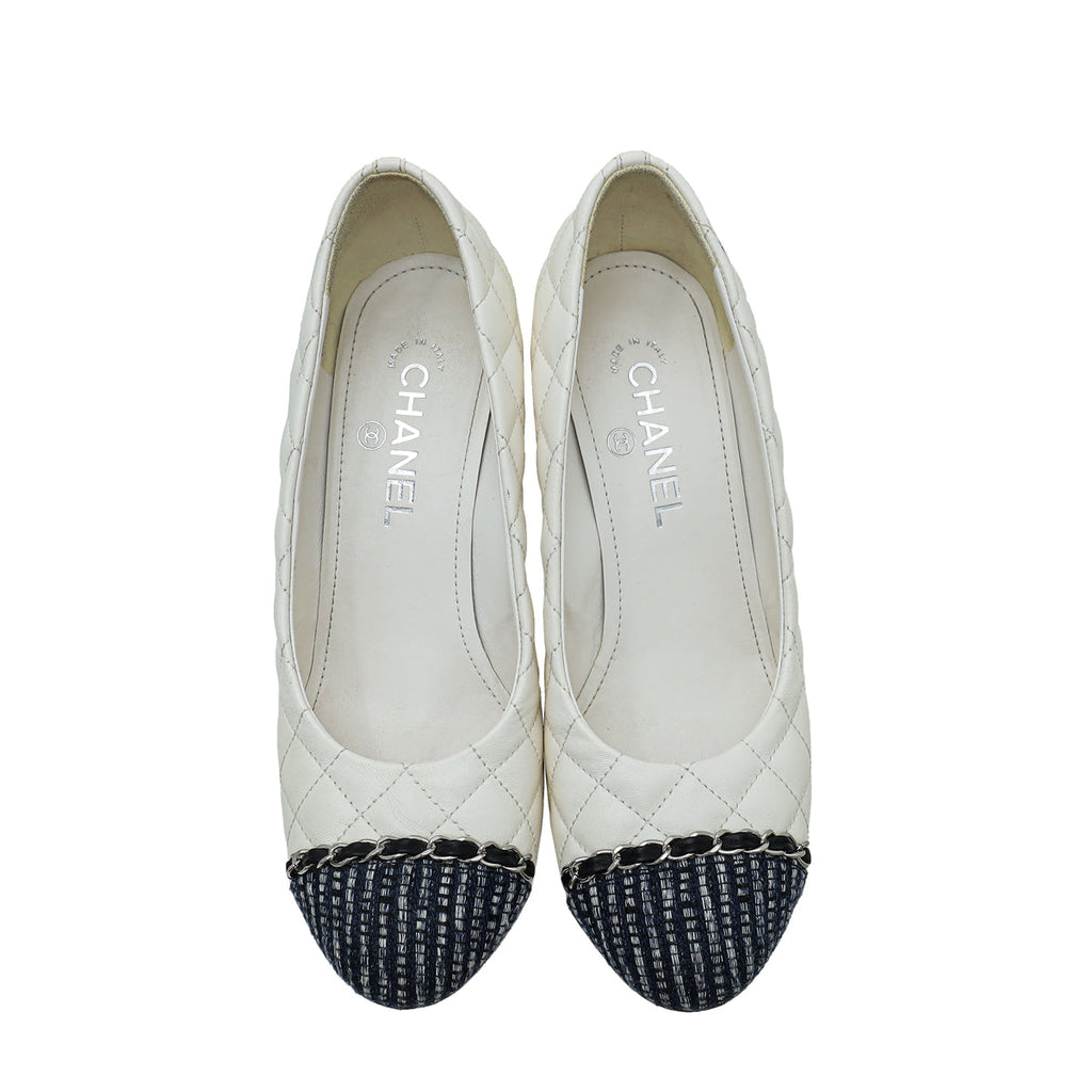 Chanel Bicolor CC Cap Toe Chain Quilted Pump 39