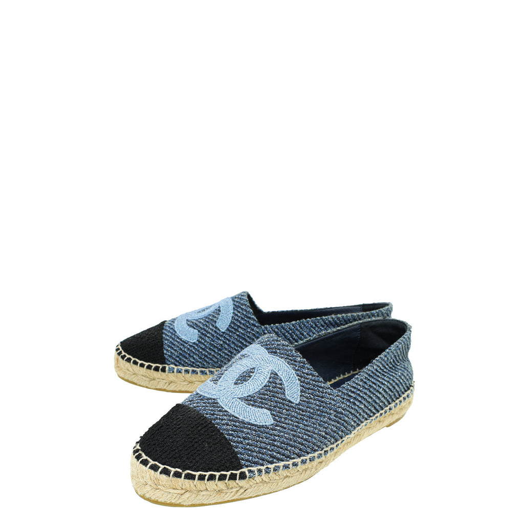 Chanel Bicolor CC Tweed Espadrille 39