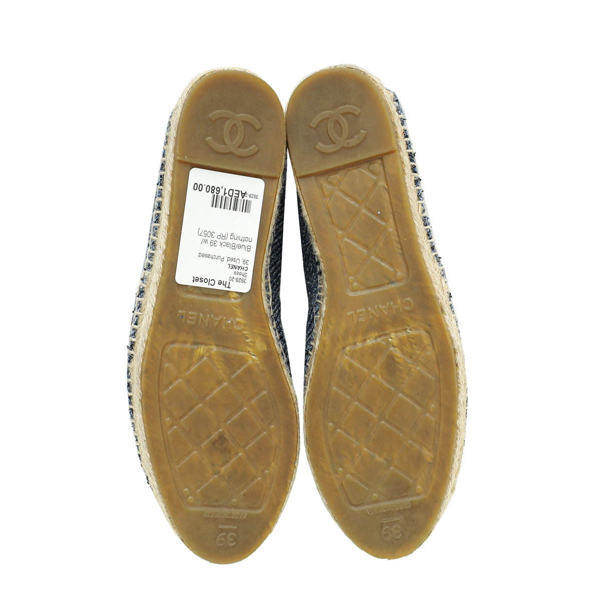 Chanel Bicolor CC Tweed Espadrille 39
