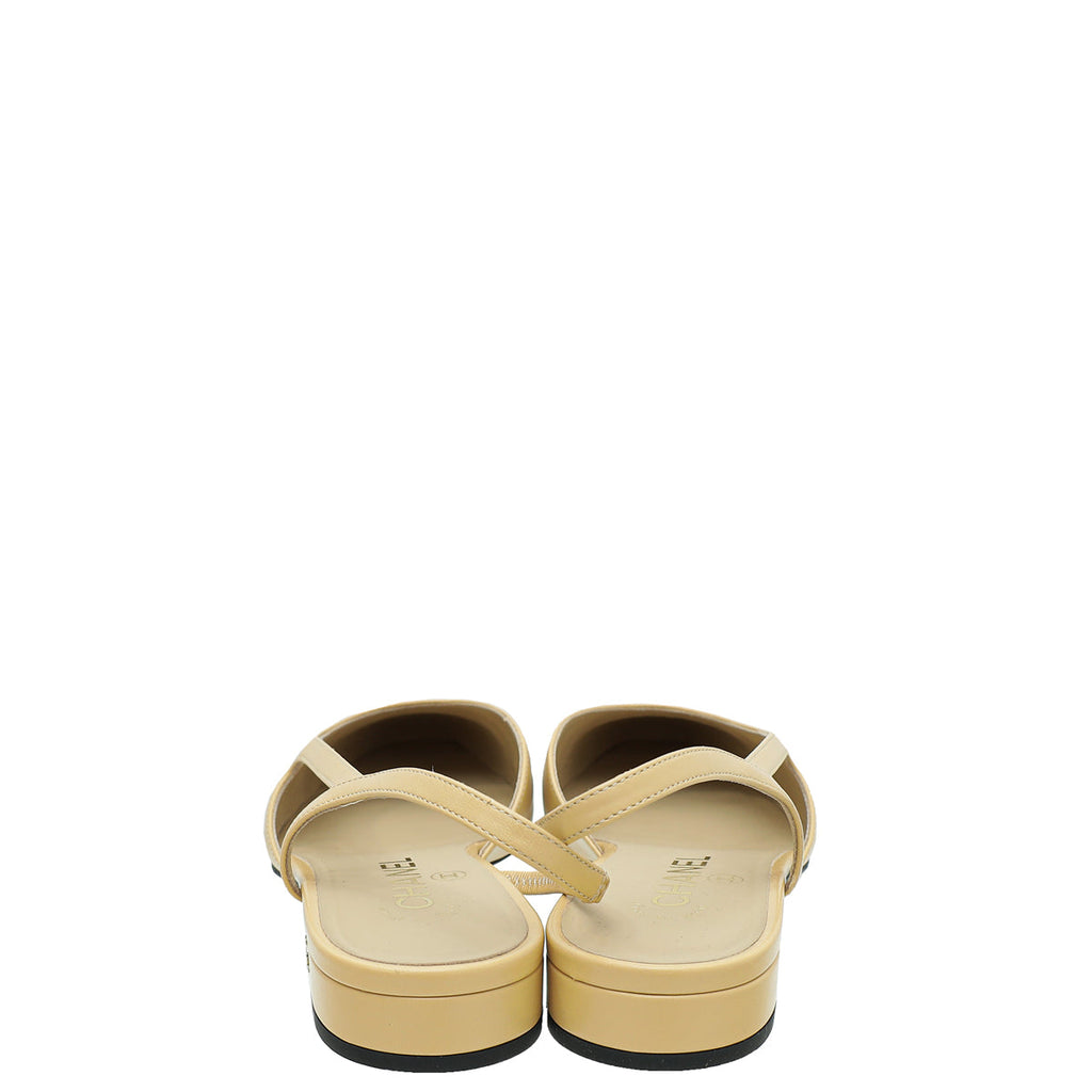 Chanel Bicolor CC Cap Toe Flat Slingback 39