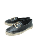 Chanel Black CC Crystal Cap Toe Espadrille 39