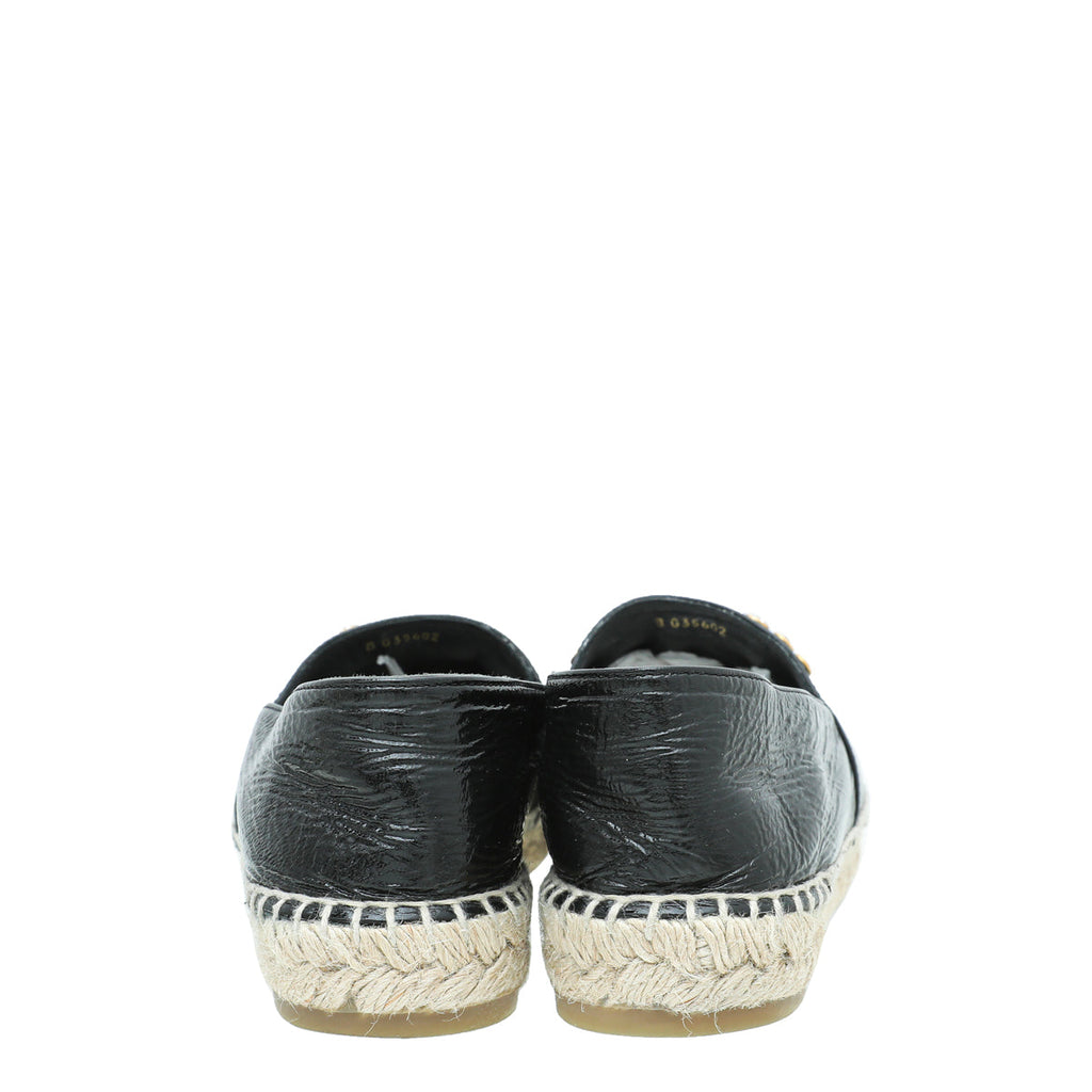 Chanel Black CC Crystal Cap Toe Espadrille 39