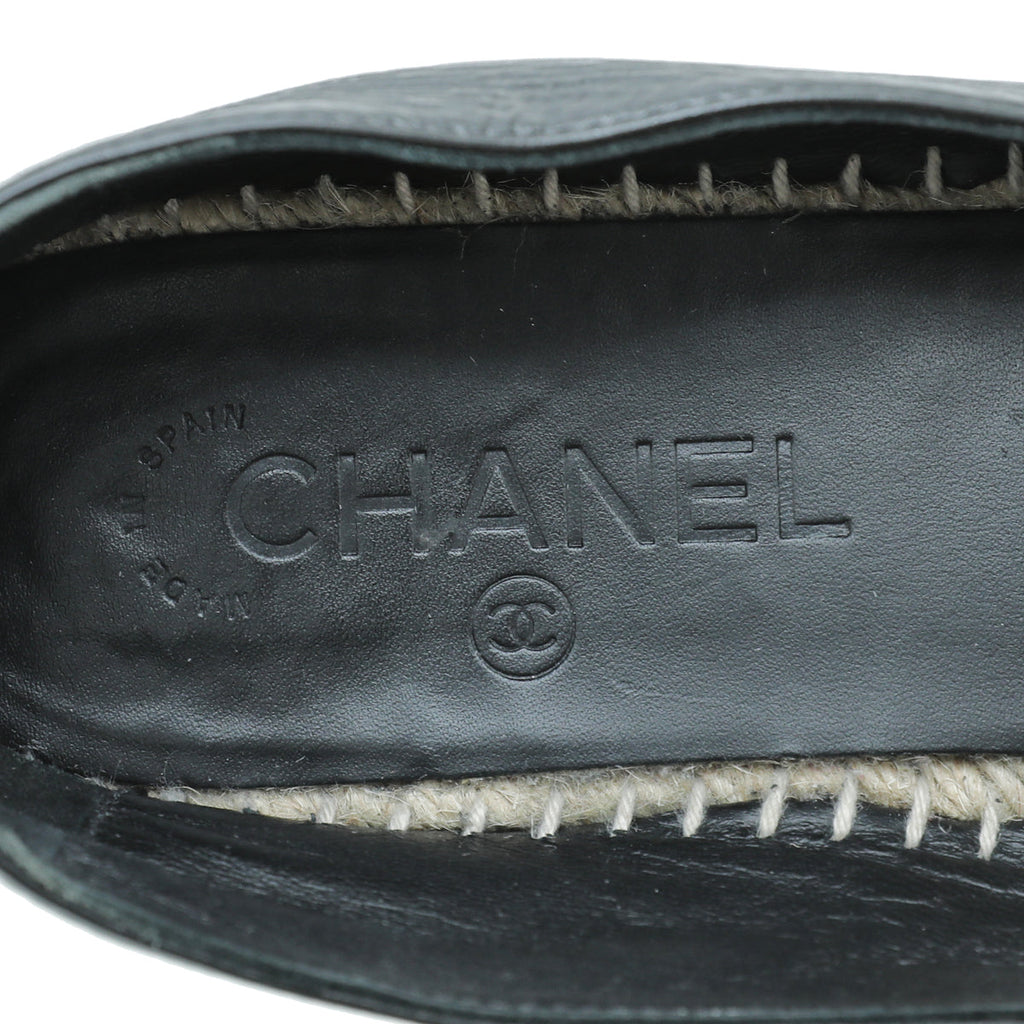 Chanel Black CC Crystal Cap Toe Espadrille 39