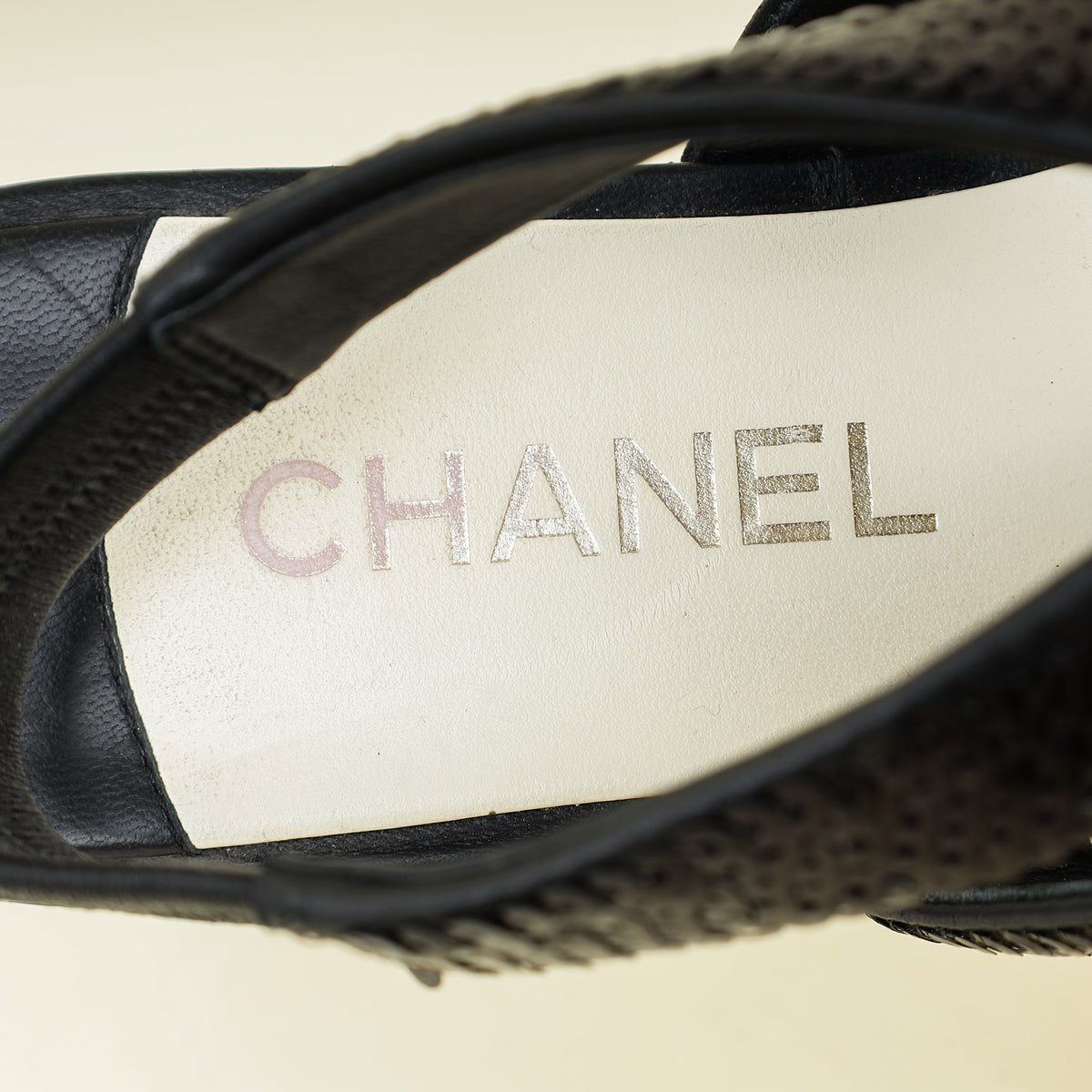 Chanel Black CC Pearl Sequins Thong Sandal 39