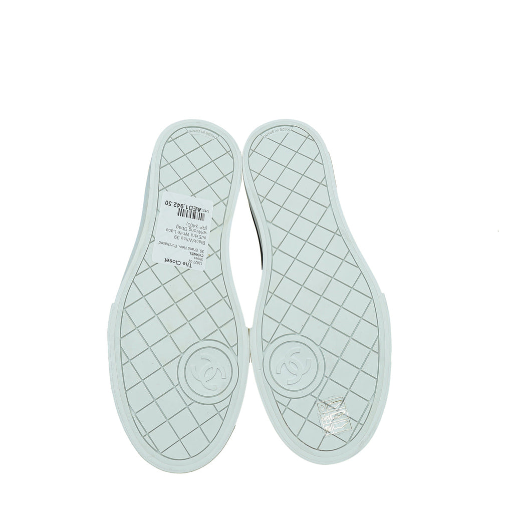 Chanel Bicolor Logo Embroidered Low Top Sneakers 39