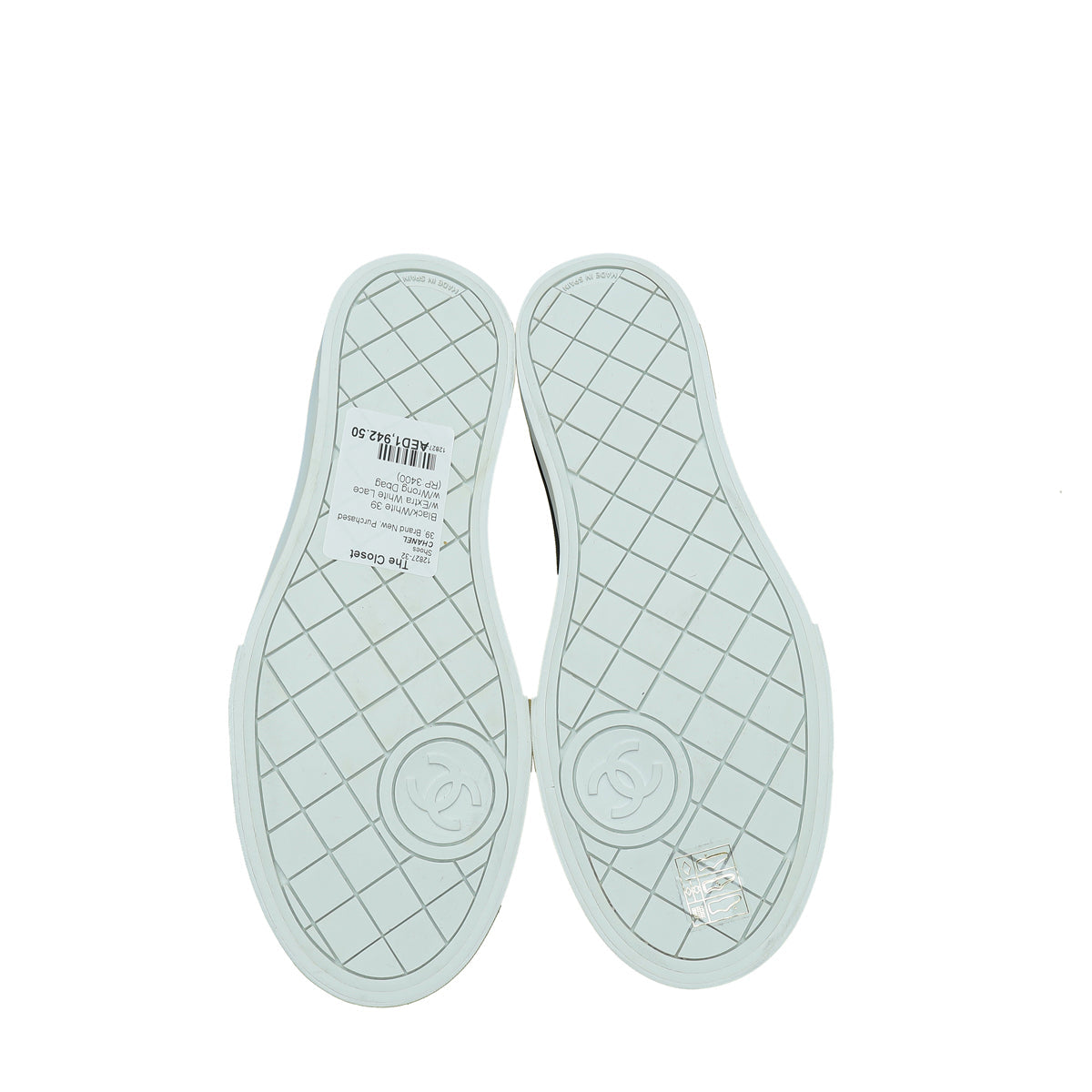 Chanel Bicolor Logo Embroidered Low Top Sneakers 39