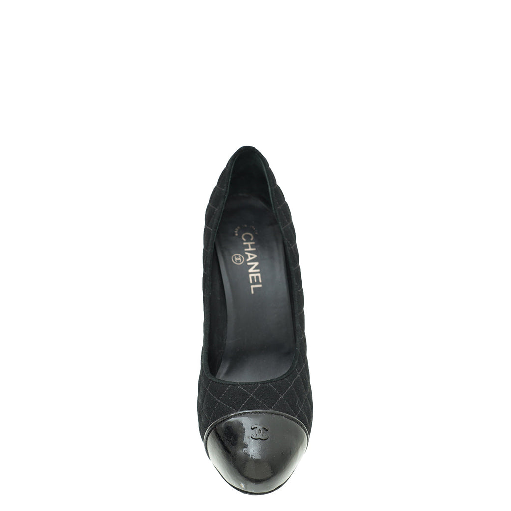 Chanel Black CC Captoe Quilted Pumps 40.5