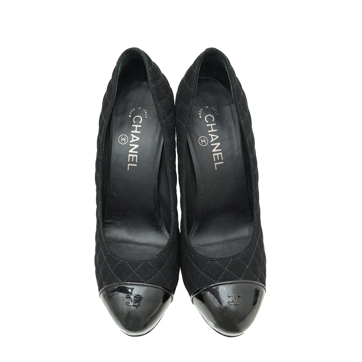 Chanel Black CC Captoe Quilted Pumps 40.5