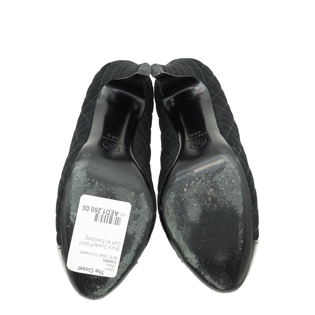 Chanel Black CC Captoe Quilted Pumps 40.5