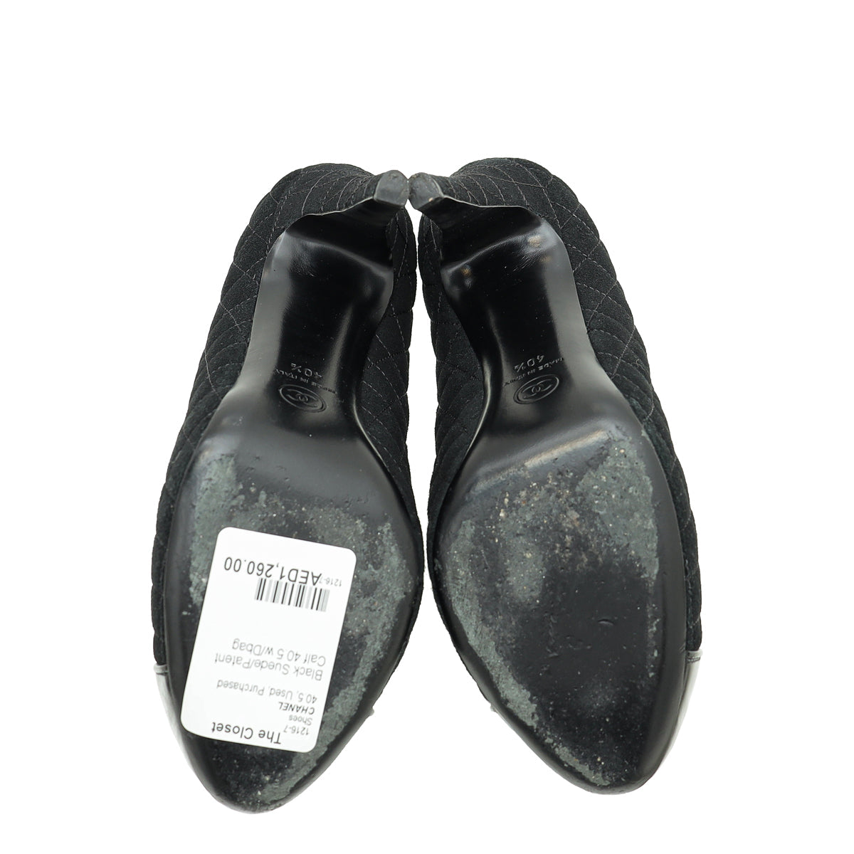 Chanel Black CC Captoe Quilted Pumps 40.5