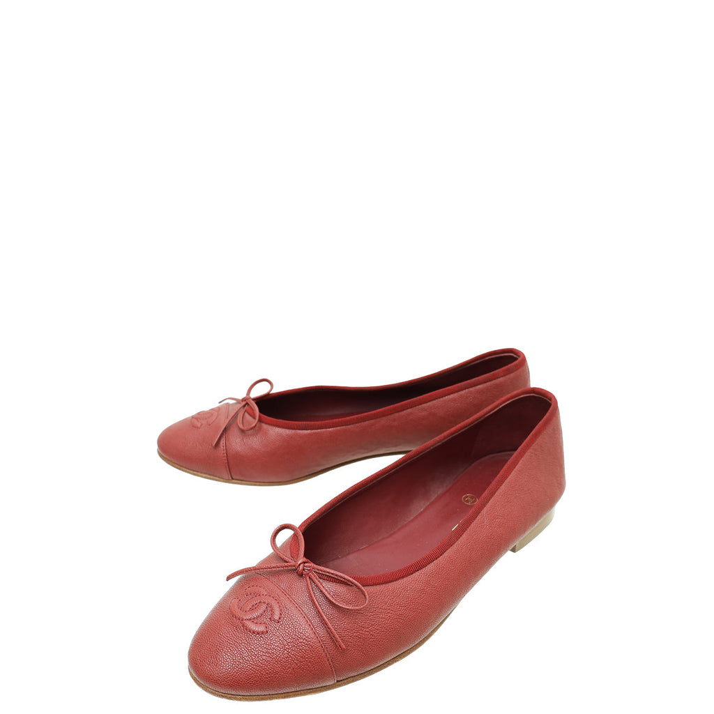 Chanel Dark Red CC Ballet Flats 40.5