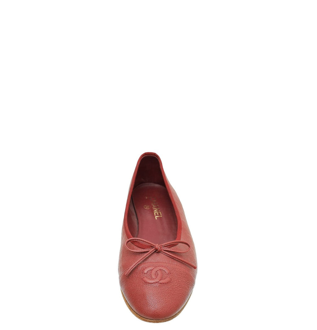 Chanel Dark Red CC Ballet Flats 40.5