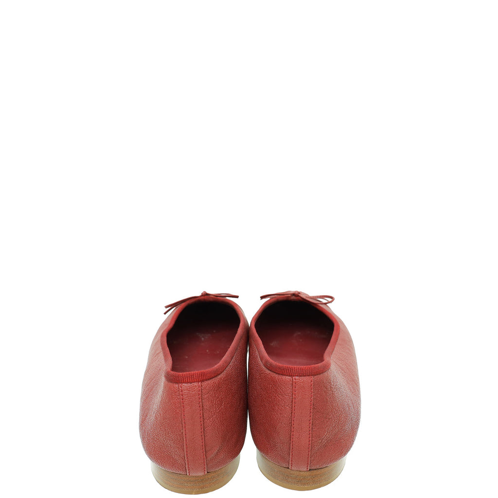 Chanel Dark Red CC Ballet Flats 40.5