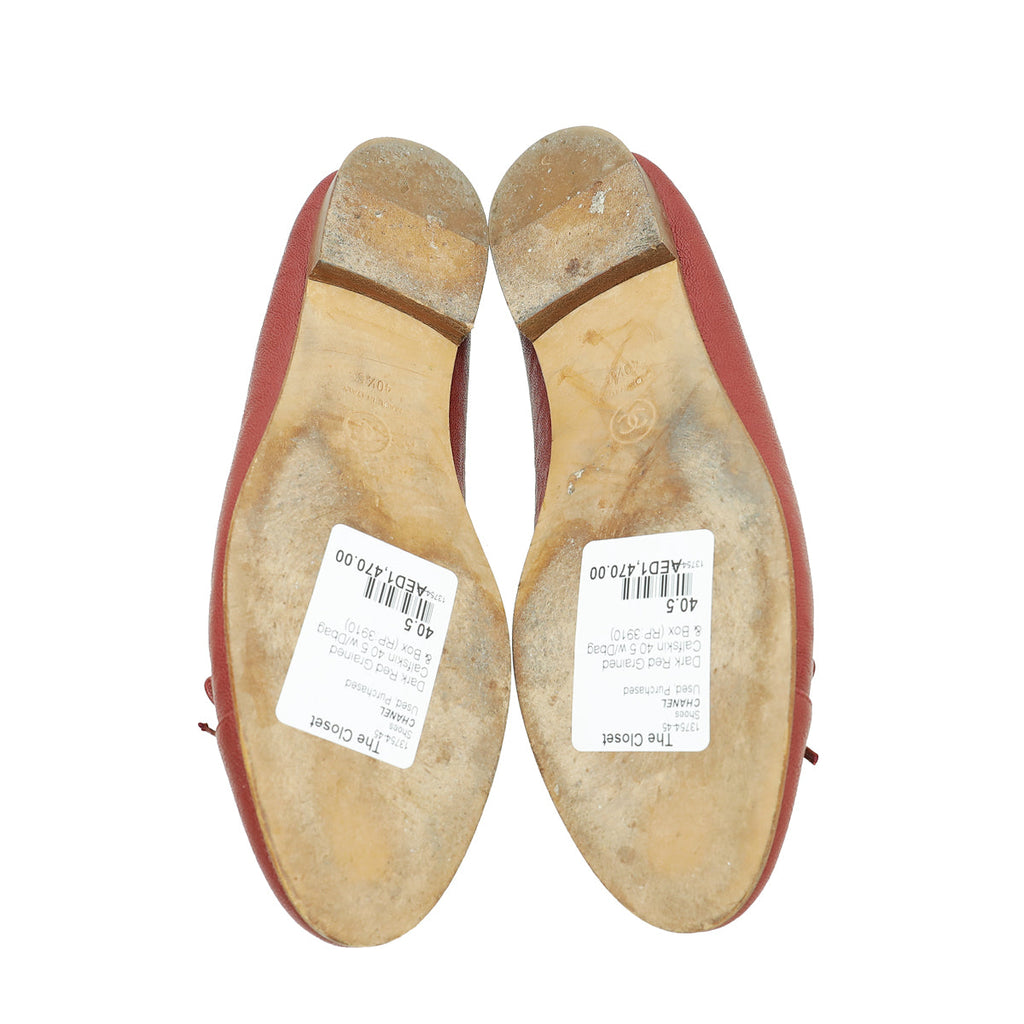 Chanel Dark Red CC Ballet Flats 40.5