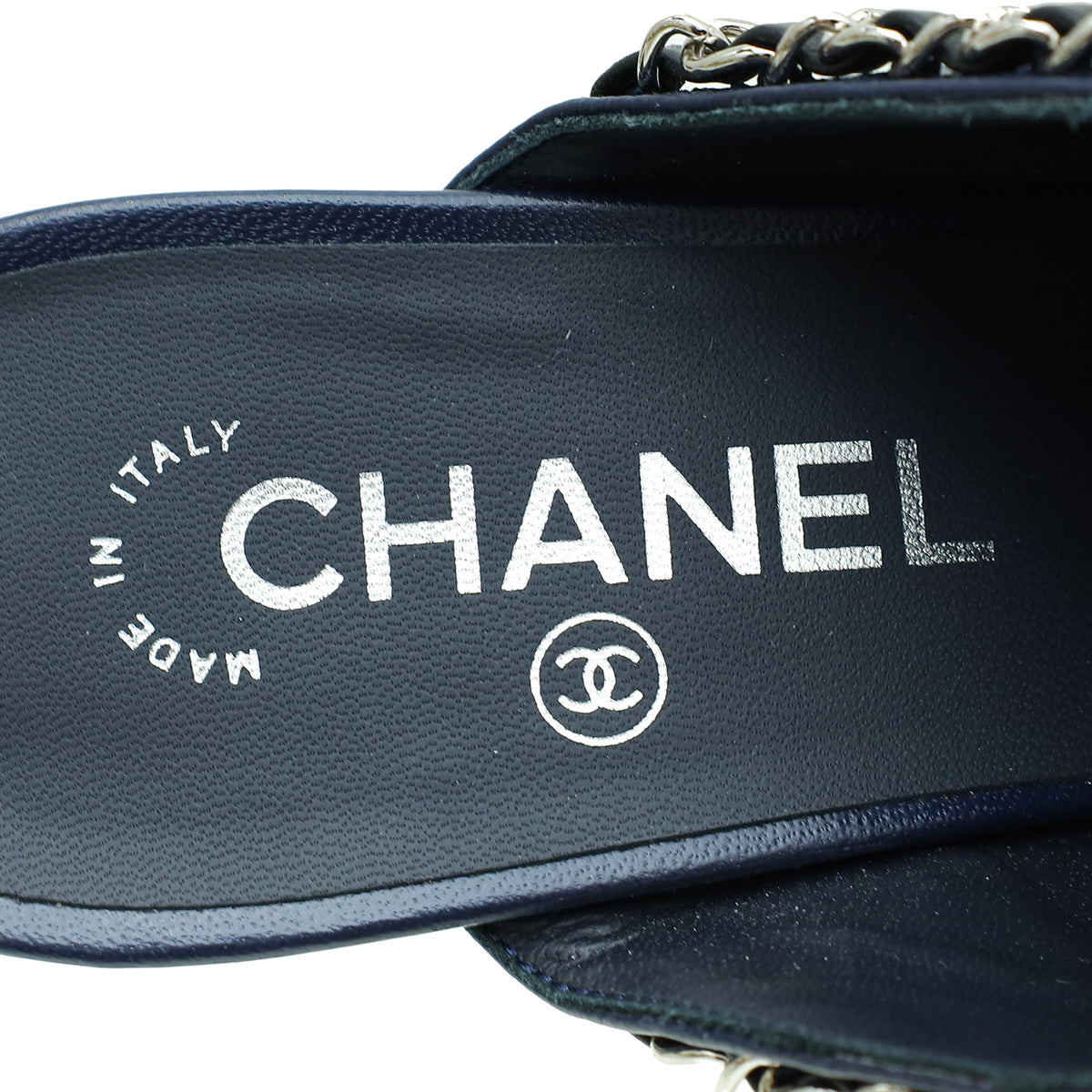 Chanel Bicolor Chain Detail Pointed Heeled Mules 40.5