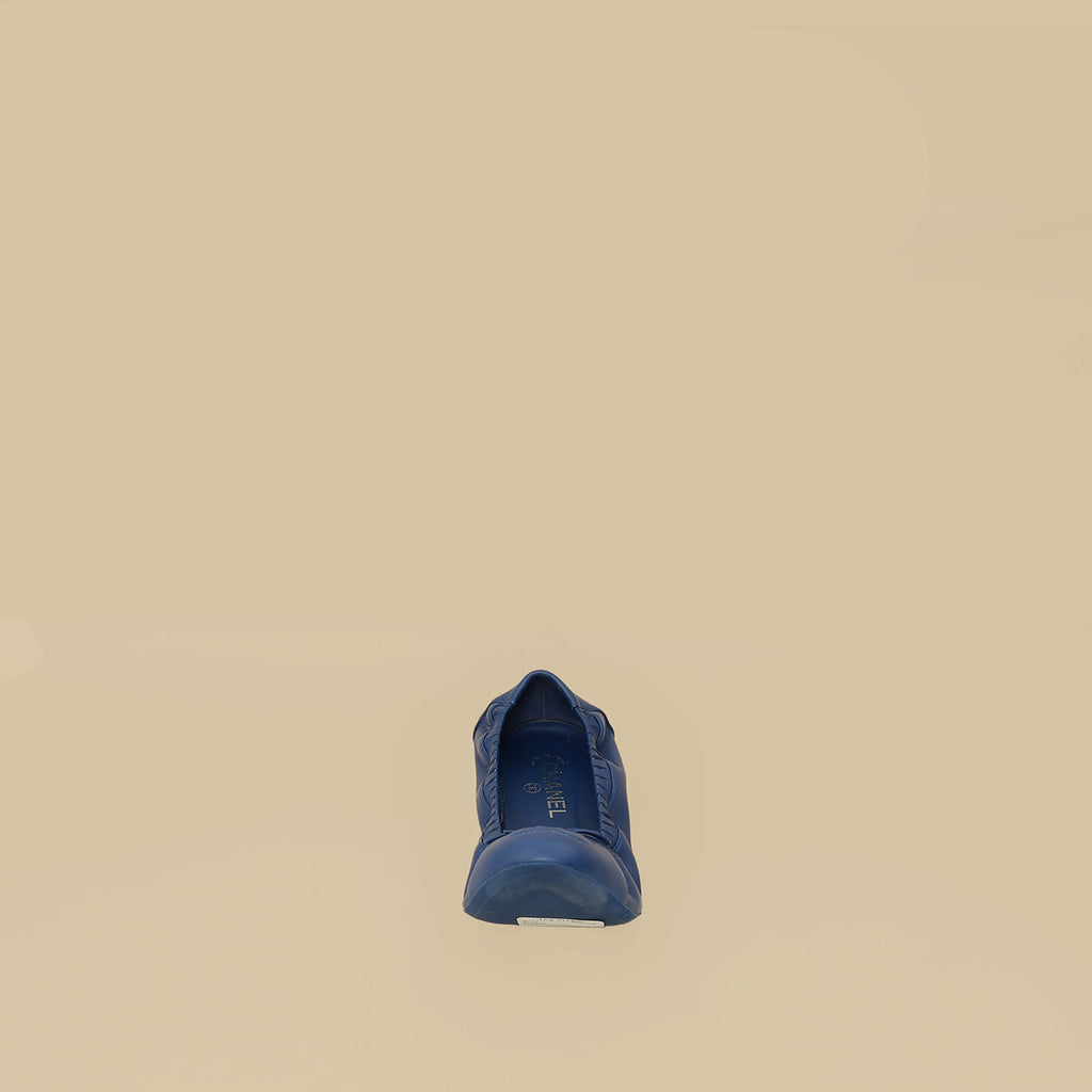 Chanel Royal Blue CC Scrunch Elastic Ballet Flats 40.5