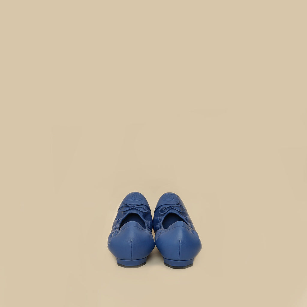 Chanel Royal Blue CC Scrunch Elastic Ballet Flats 40.5
