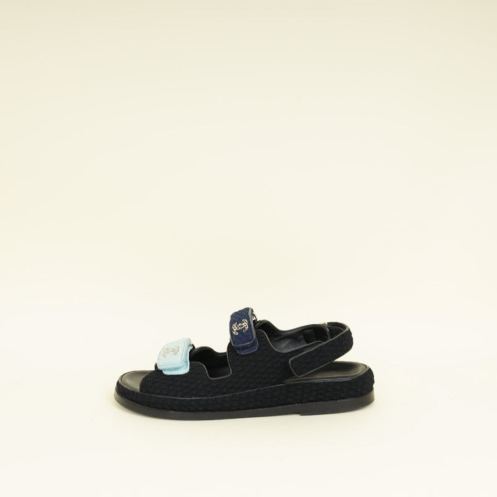 Chanel Tricolor CC Knit Dad Sandals 40.5