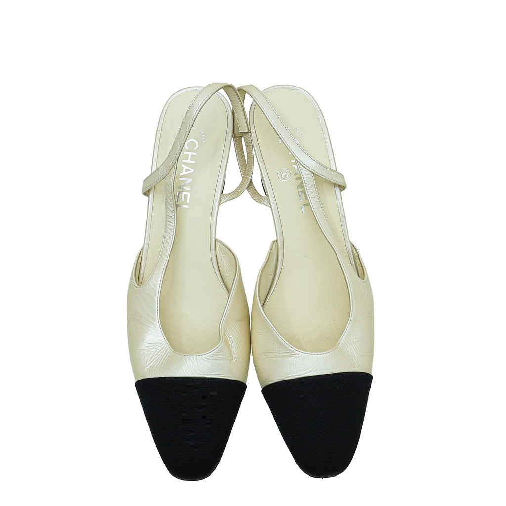 Chanel Bicolor CC Captoe Slingback Pump 41