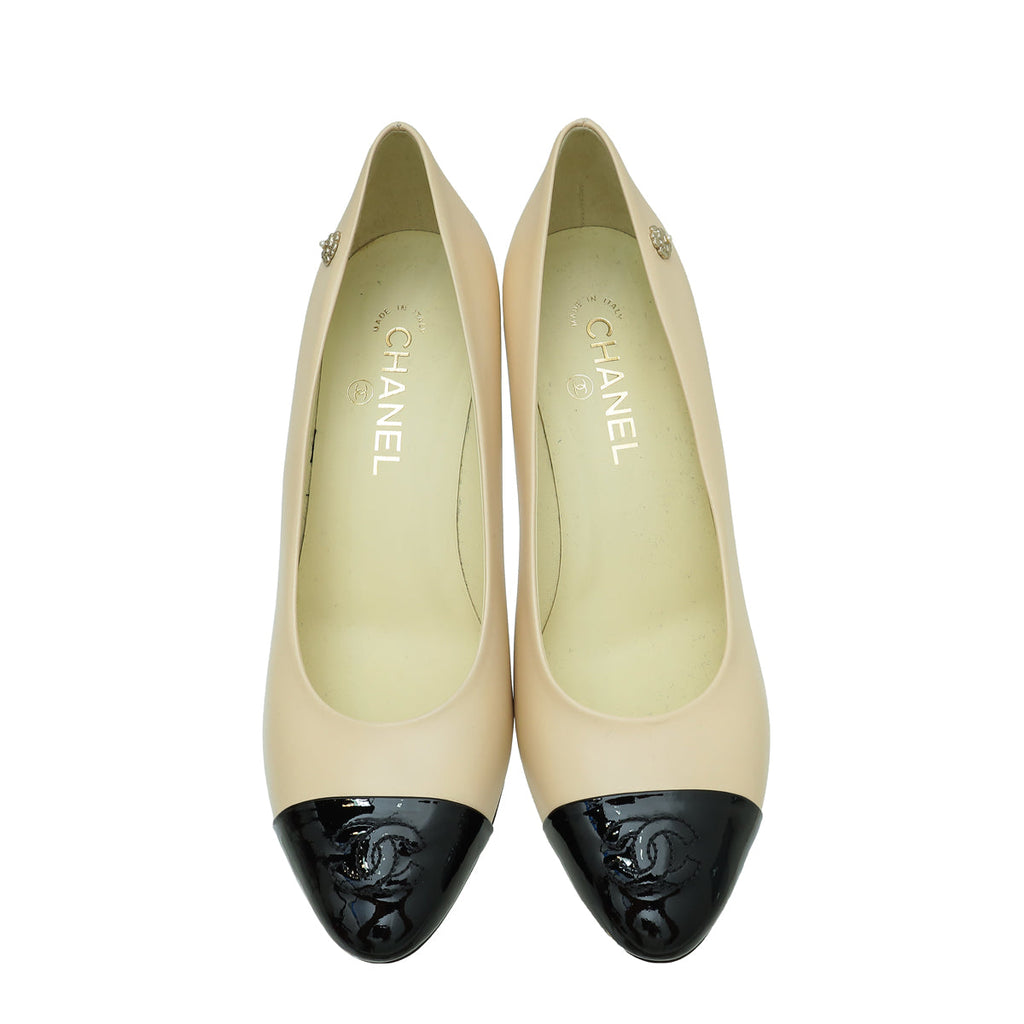 Chanel Bicolor CC Camellia Cap Toe Pump