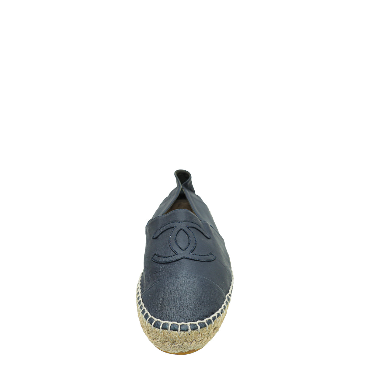 Chanel Navy Blue CC Captoe Lambskin Espadrille 40