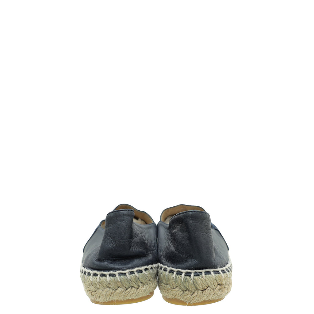 Chanel Navy Blue CC Captoe Lambskin Espadrille 40