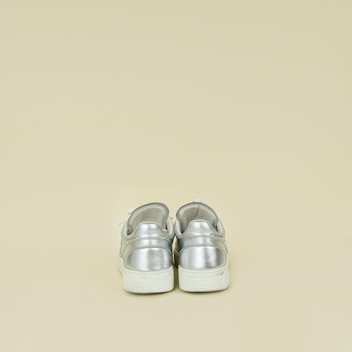 Chanel Metallic Silver CC Trainer Sneaker 40