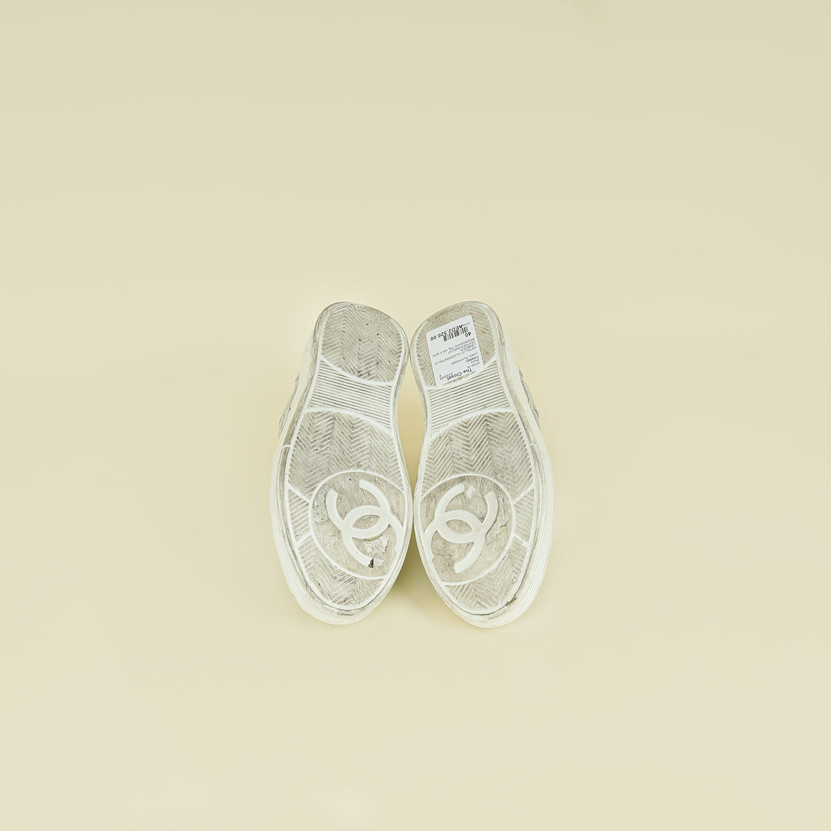 Chanel Metallic Silver CC Trainer Sneaker 40