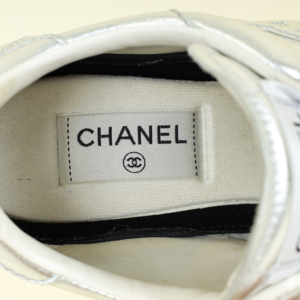 Chanel Metallic Silver CC Trainer Sneaker 40
