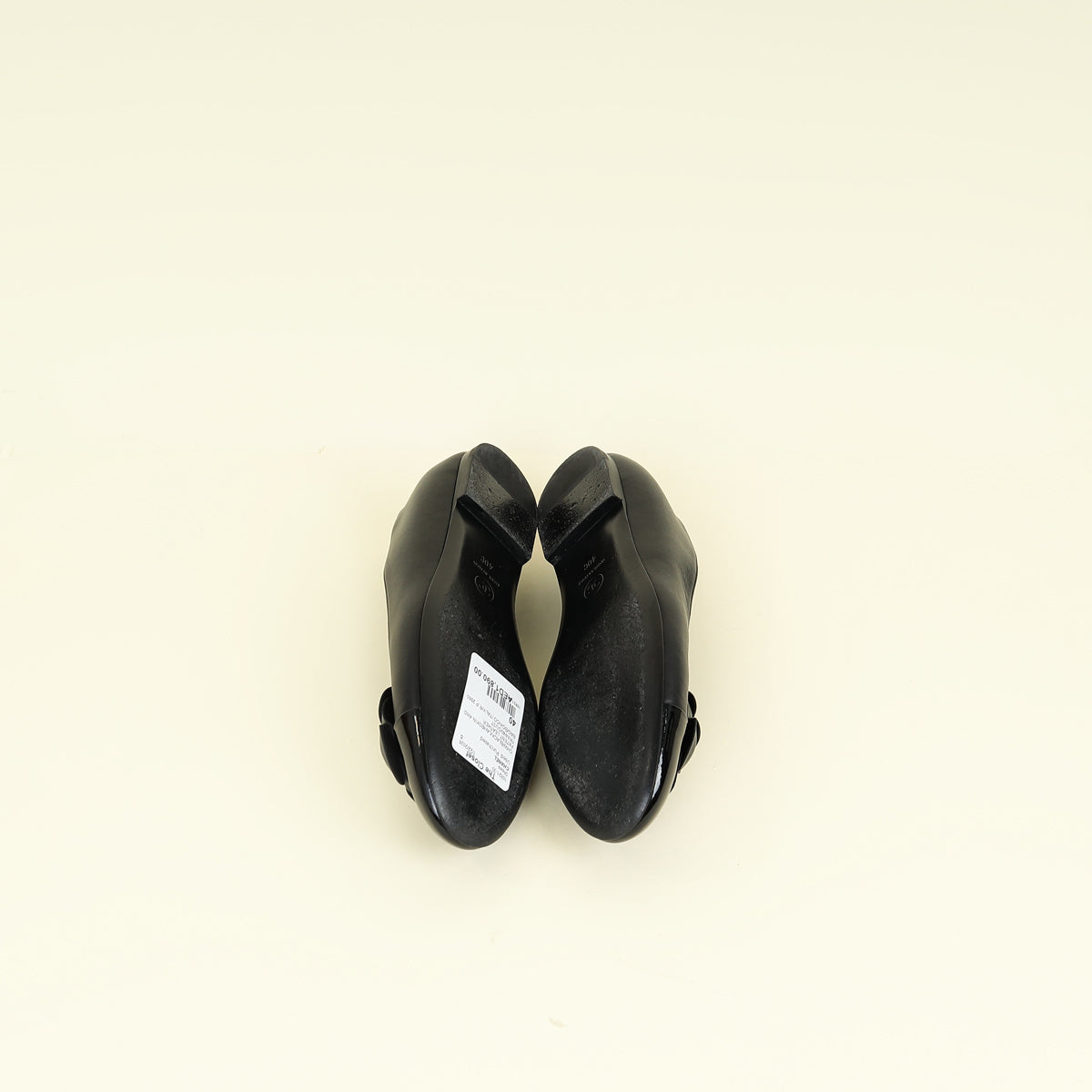 Chanel Black CC Cap Toe Camellia Flower Flat Ballerina 40