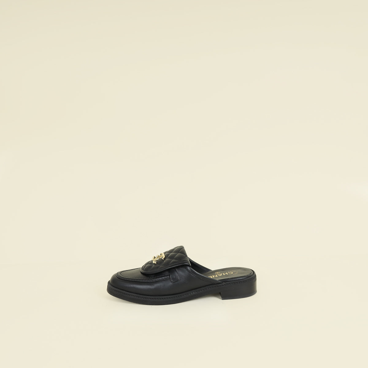 Chanel Black CC Quilted Turnlock Mules 40