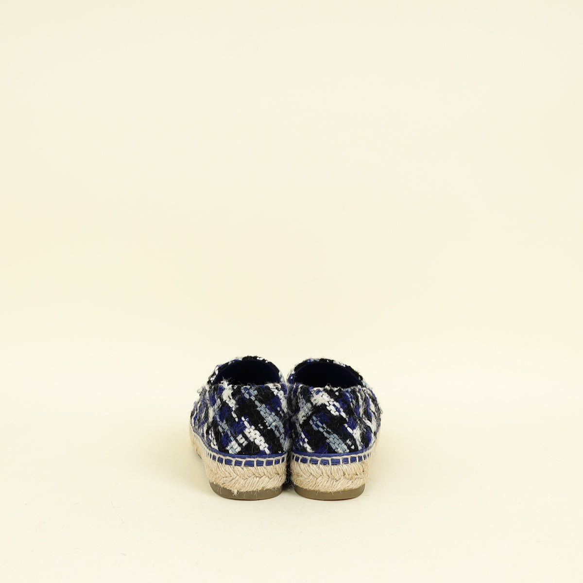 Chanel Blue Tweed CC Cap Toe Espadrille 40