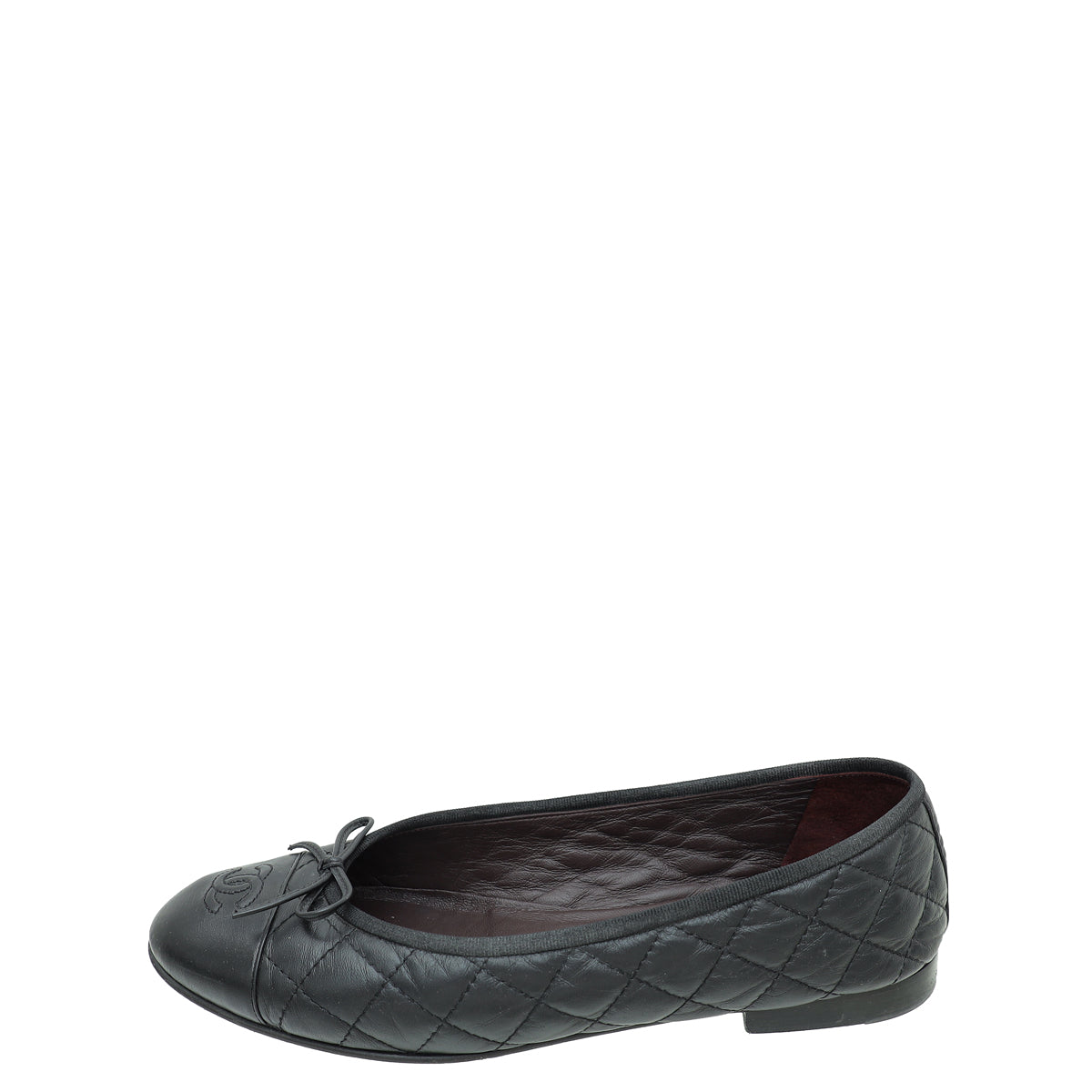 Chanel Black CC Cap Toe Quilted Flat Ballerina 40