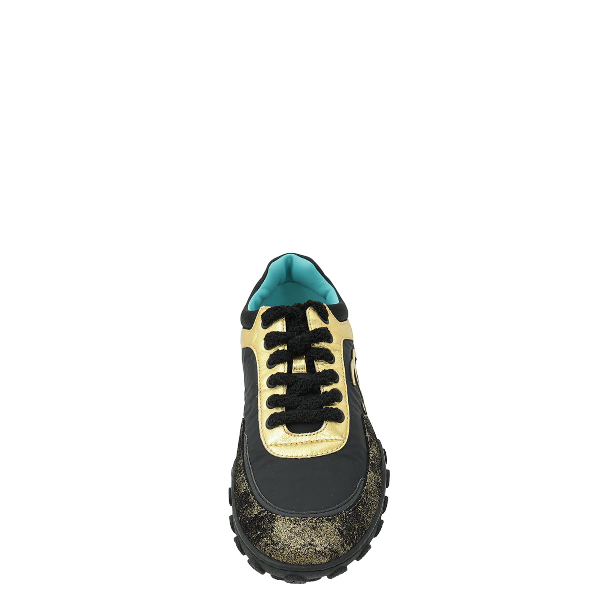 Chanel Bicolor CC Logo Metallic Lace Up Sneaker 40