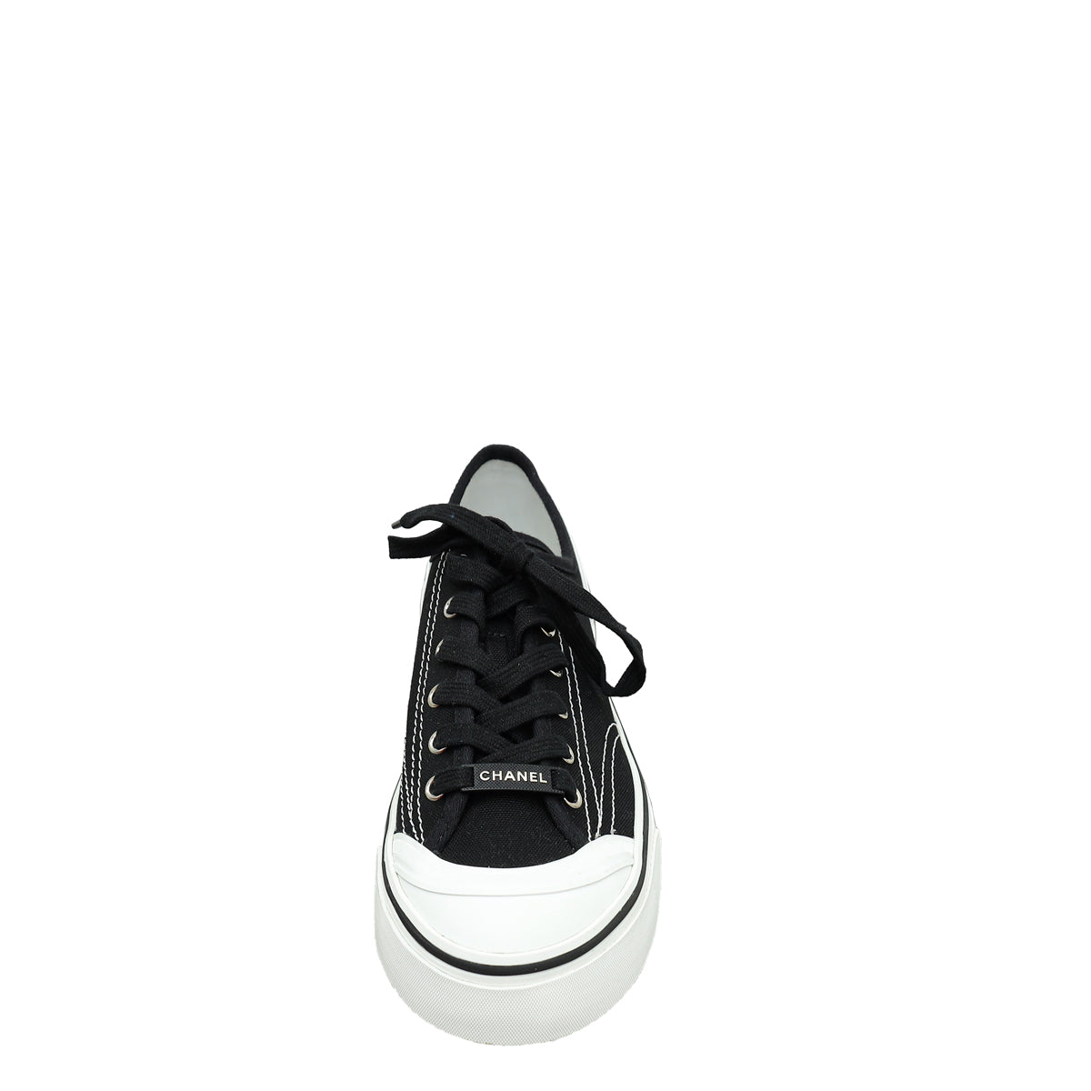Chanel Bicolor Lace Up Low Top Sneakers 41.5