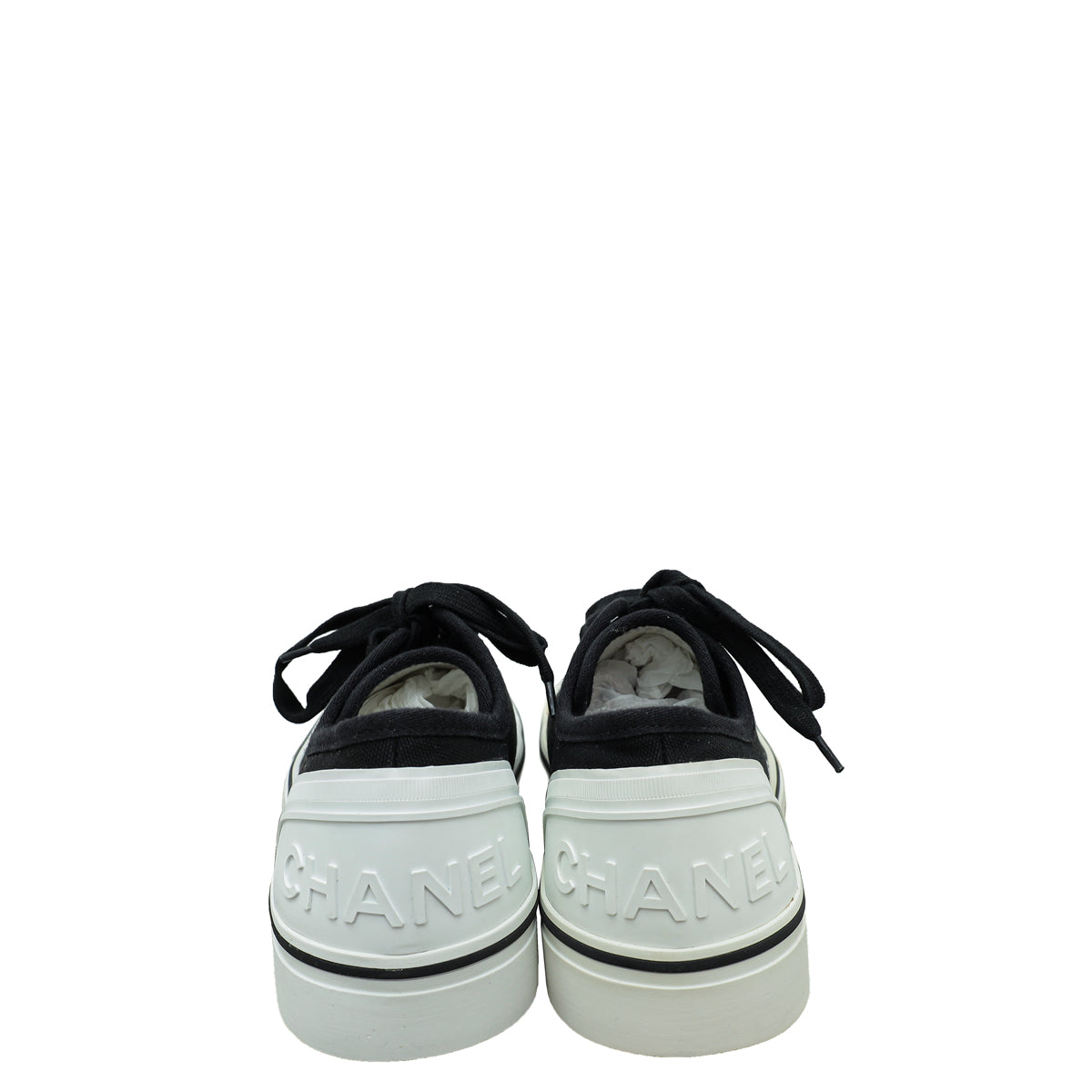 Chanel Bicolor Lace Up Low Top Sneakers 41.5