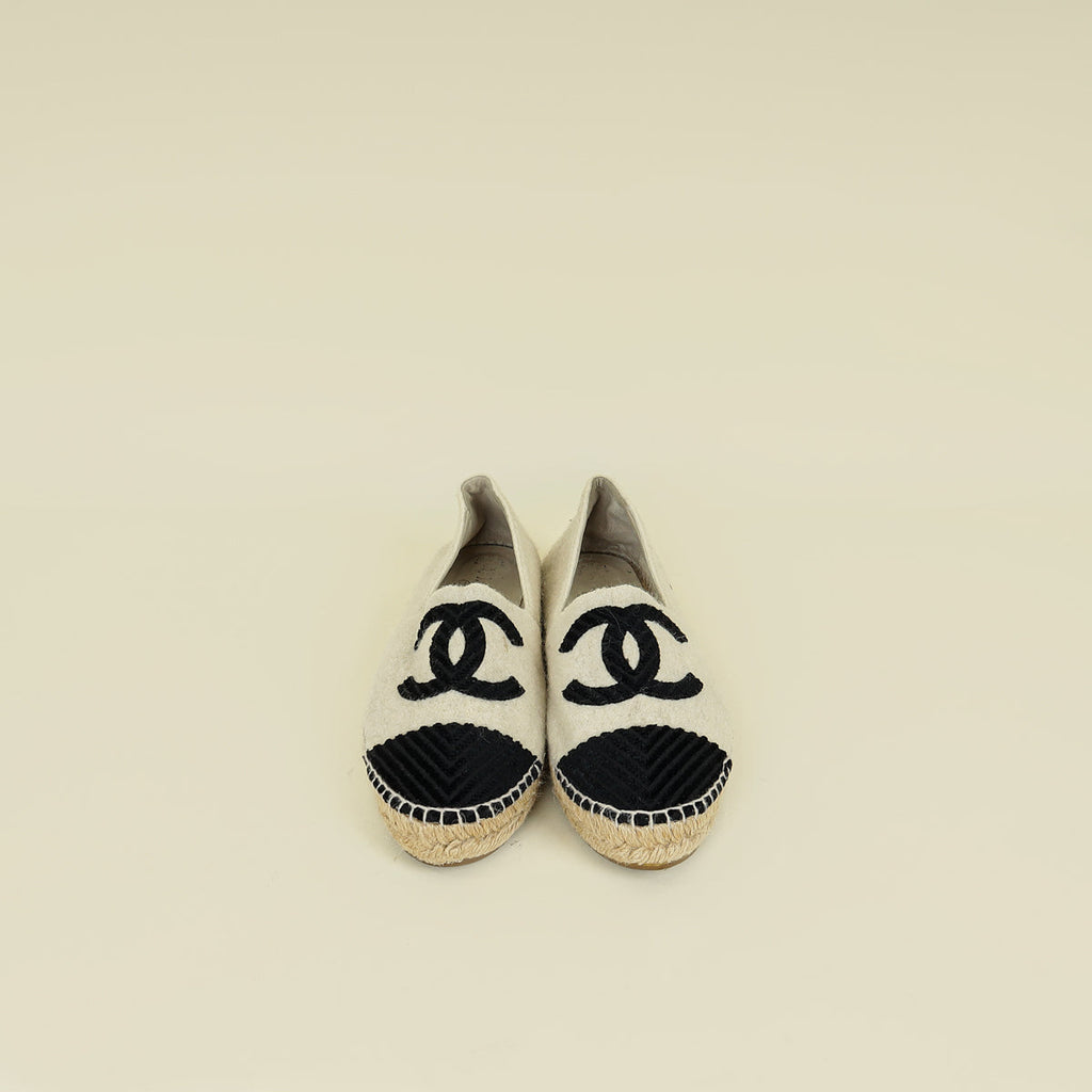 Chanel Bicolor CC Cap Toe Wool Espadrille 41