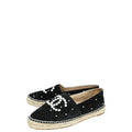 Chanel Black CC Velvet Pearl Espadrille 41