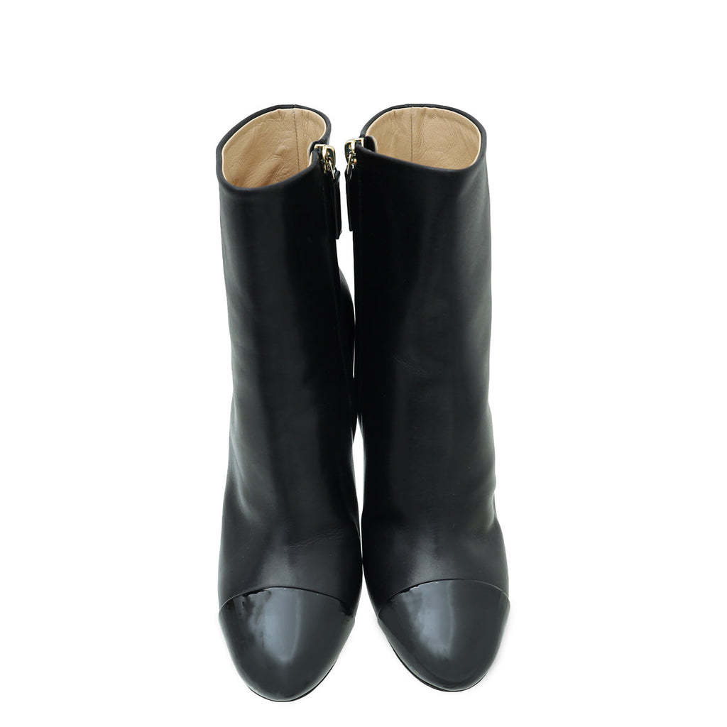 Chanel Black CC Cap Toe Ankle Boot 41