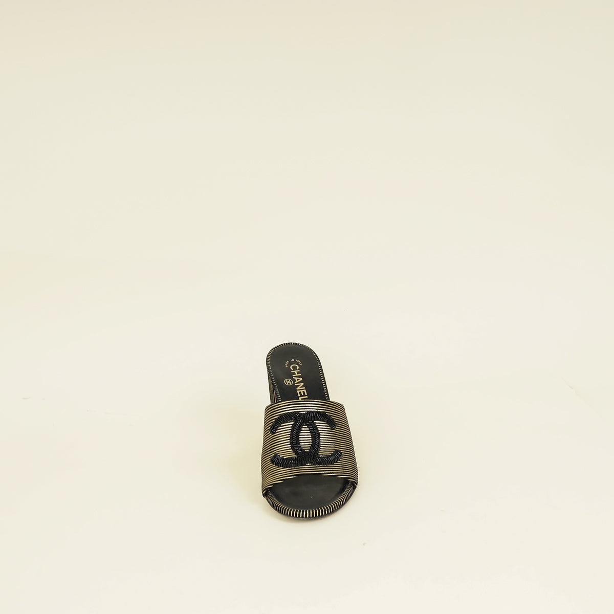 Chanel Bicolor CC Embellished Slide Mules 41