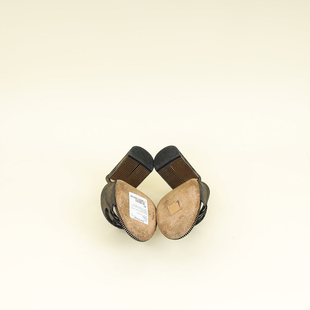Chanel Bicolor CC Embellished Slide Mules 41