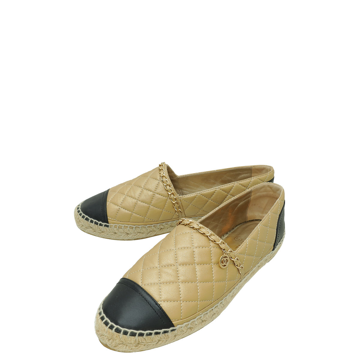 Chanel Bicolor Chain Diamond Quilt Chain Detail Espadrille 41