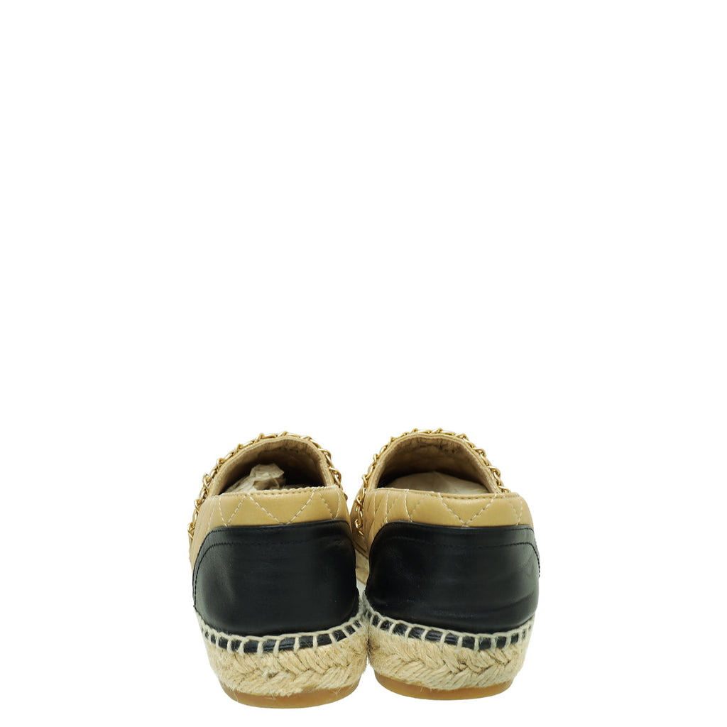 Chanel Bicolor Chain Diamond Quilt Chain Detail Espadrille 41