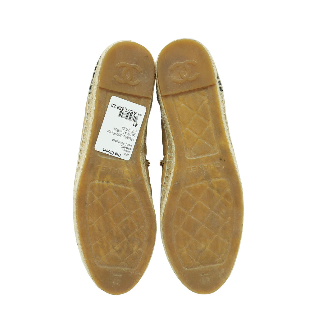 Chanel Bicolor Chain Diamond Quilt Chain Detail Espadrille 41