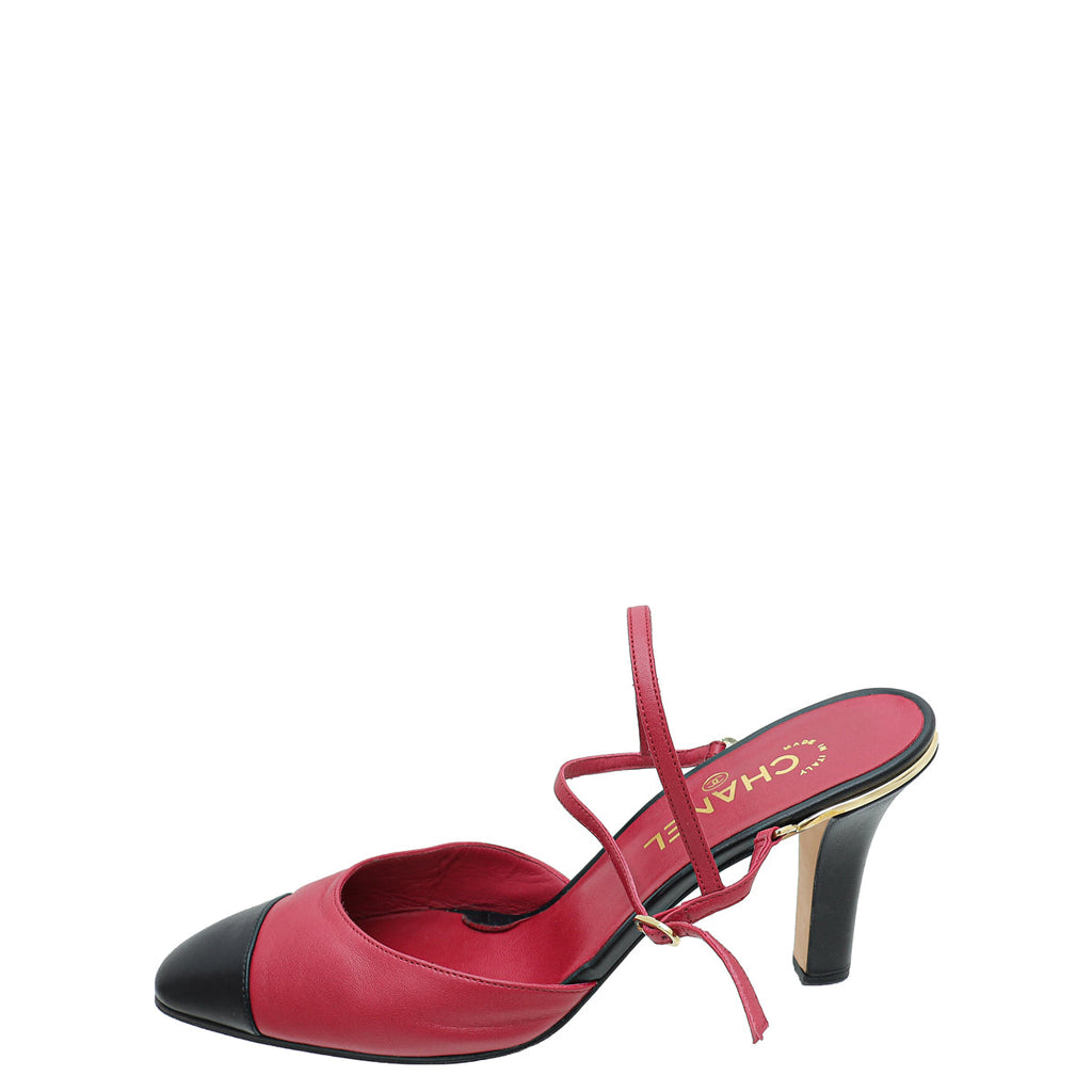Chanel Bicolor CC Cap Toe Slingback Pump 42